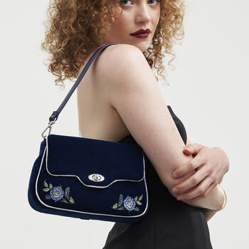 Rose Embroidered Blue Clutch, 2 of 9