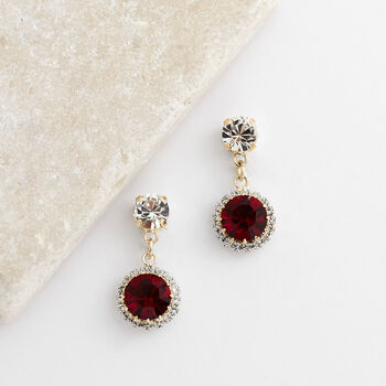 Ruby Red Swarovski Crystal Snow Drop Earrings, 2 of 6