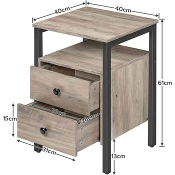 Bedside Table With Drawers Side End Table Nightstand, 12 of 12