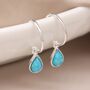 Sterling Silver Blue Opal Half Hoop Earrings, thumbnail 2 of 7