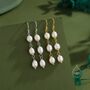 Oval Pearl Trio Drop Hook Earrings, thumbnail 6 of 10