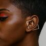 Square Oxidised Silver Square Ear Cuff Earrings, thumbnail 3 of 4
