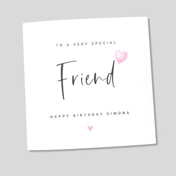 Birthday Card Personalised Friend Pink Balloon, 4 of 4