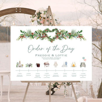 Christmas Wedding Order Of Events Sign, 2 of 9