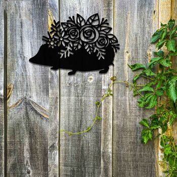 Rusted Metal Hedgehog With Flowers Gardeners Gift Art, 5 of 11