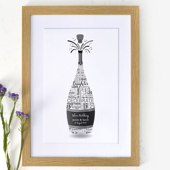 Personalised Silver Anniversary Champagne Word Art, 8 of 9