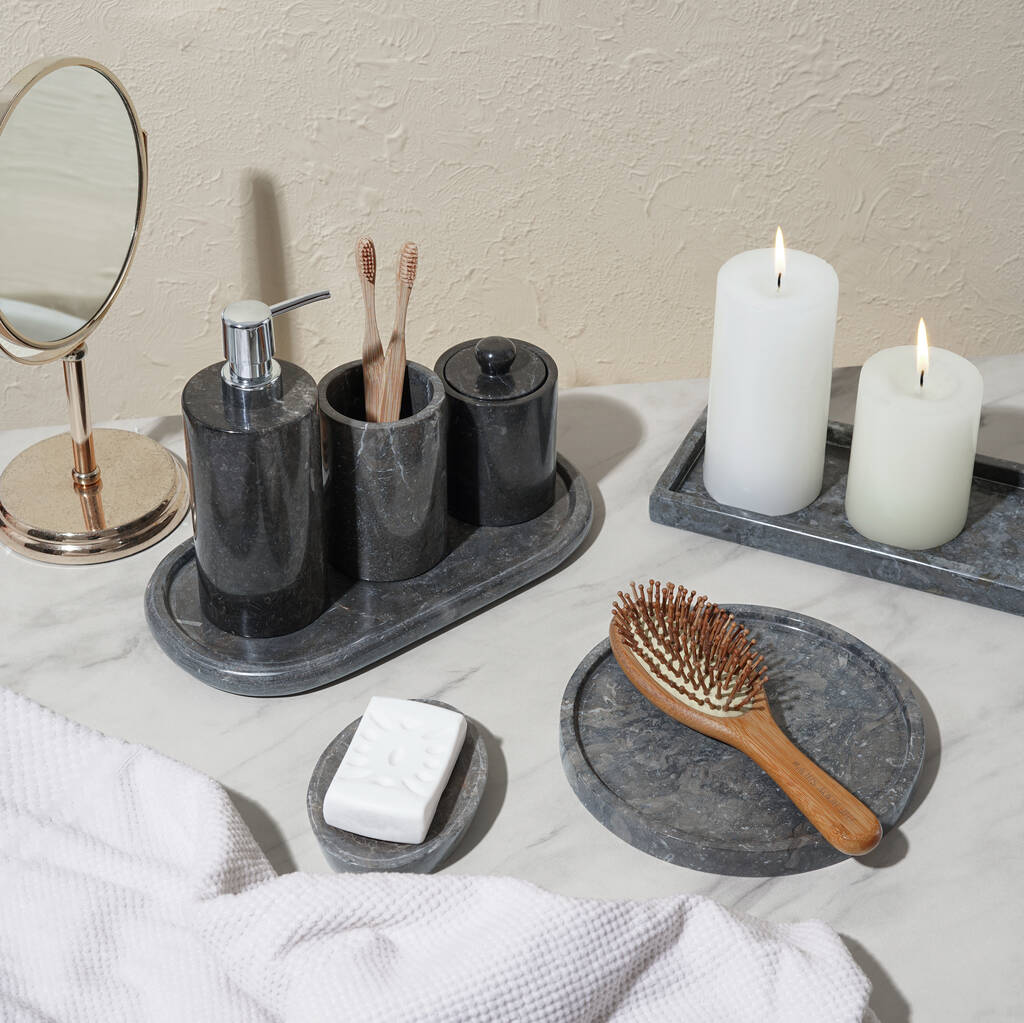 Black Marble Toothbrush Holder By Coastal Villa Homeware