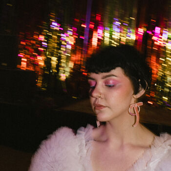 Pink Bow And Hand Beaded Hoop Earrings, 4 of 4