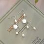 Julia Roses White Ivory Pearl Bouquet V Drop Flower Gift Earrings, thumbnail 2 of 2