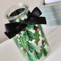 Green Holly Christmas Painted Bud Vase With Black Bow, thumbnail 3 of 6