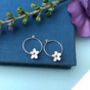 Thank You Teacher Sterling Silver Mini Textured Flower Hoop Earrings, thumbnail 5 of 12