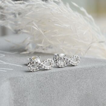 Silver Cz Infinity Earrings, Love Between Mother And Daughter, 2 of 7