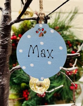 Personalised Dog Cat Paw Bauble Xmas Tree Decoration, 3 of 7