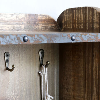 Vintage Wooden Wall Unit With Hooks, 4 of 4