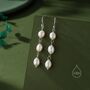 Oval Pearl Trio Drop Hook Earrings, thumbnail 5 of 10