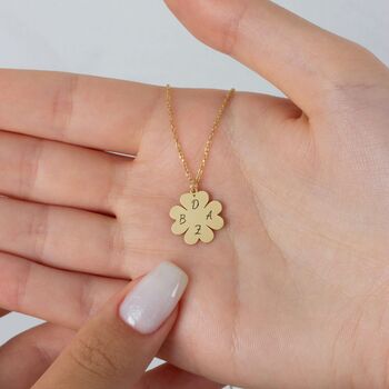 Four Leaf Clover Necklace With Initials, 9 of 9