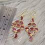 Red Ruby Earrings, Gold Plated Sterling Silver Earrings, thumbnail 10 of 10