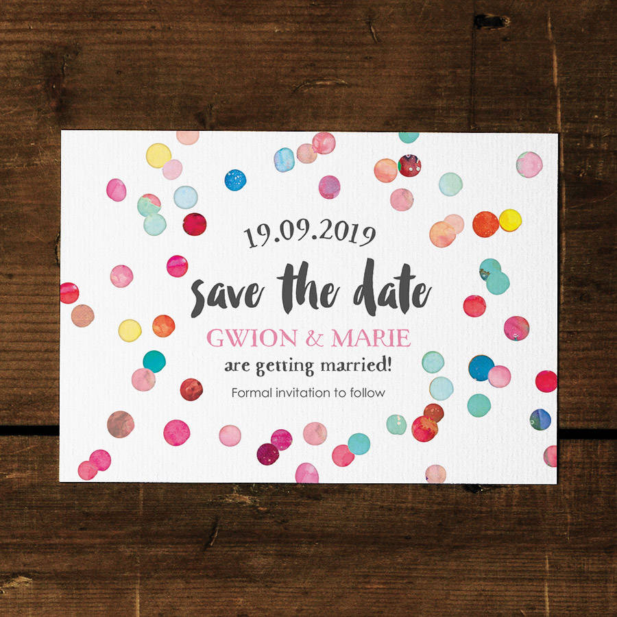 Confetti Swirl Save The Date Card Or Fridge Magnet, 1 of 11