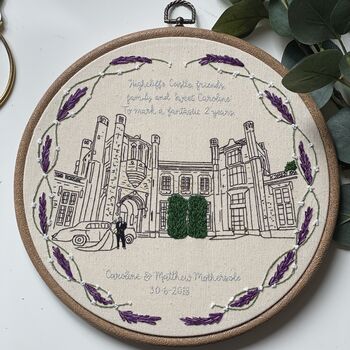 Personalised Hand Embroidered Wedding Venue Portrait, 7 of 12