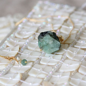 Raw Emerald Stone Necklace, 2 of 12