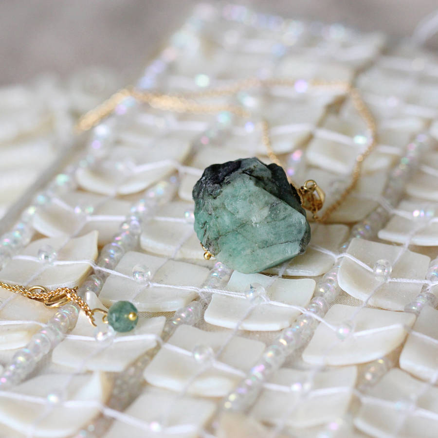 Raw Emerald Stone Necklace By Artique Boutique | notonthehighstreet.com