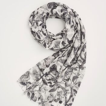 Tree Of Life Vintage Monochrome Lightweight Scarf, 2 of 3