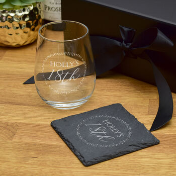 Gift Boxed Sparkly Circle Glass And Coaster Set, 2 of 4