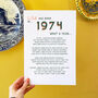 Personalised 50th Birthday Gift Print Poem Of 1974, thumbnail 3 of 5