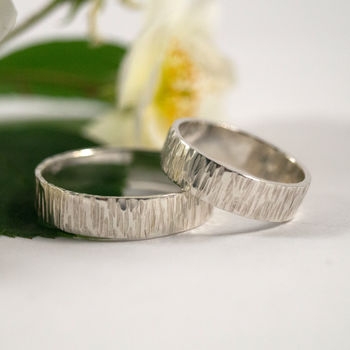 Bark Effect Rings In 9ct White Eco Gold, 5 of 11