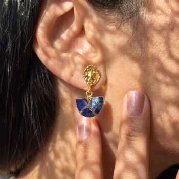 Hammered Sapphire September Birthstone Earrings, 3 of 4