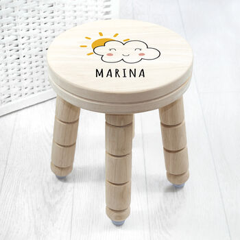 Personalised Smiling Cloud Wooden Stool, 2 of 2