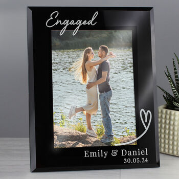 Personalised Heart Black Glass Frame 7x5, 2 of 6