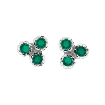 Threeni Green Onyx Stud Earrings Silver Or Gold Plated, 7 of 11