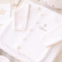 Cream Christening Baby Cardigan With Gothic Cross, thumbnail 8 of 11
