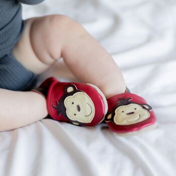 Dotty Fish Cheeky Monkey Soft Leather Baby Shoes With Barefoot Soles, 4 of 11