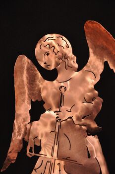 Copper Cello Playing Angel Tree Topper, 6 of 6