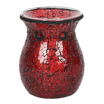 Large Red Crackle Glass Oil Burner And Wax Warmer, 4 of 4