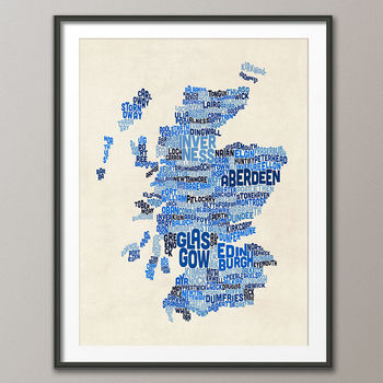 Scotland Cities Typography Map, 3 of 5