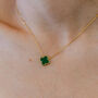 Green Four Leaf Clover Necklace In 18 K Gold Plate, thumbnail 1 of 2