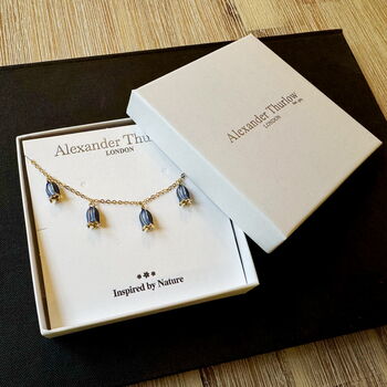 Bluebell Flower Charm Bracelet, 14k Gold Plated, 6 of 6