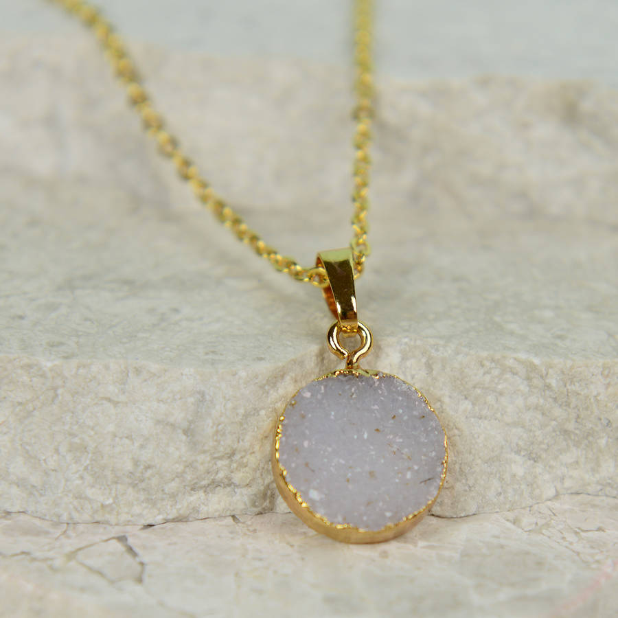 Round Druzy Crystal Necklace By Home & Glory | notonthehighstreet.com