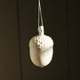 Three White Porcelain Acorn Tree Decorations, thumbnail 5 of 5