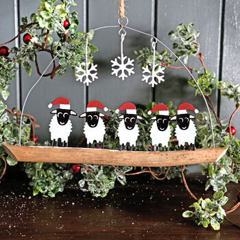 Christmas Sheep On Branch Hanging Decoration, 2 of 3