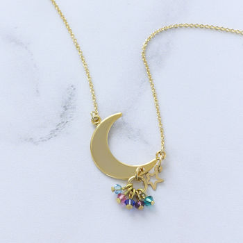 Moon And Star Family Birthstone Charm Necklace, 5 of 10