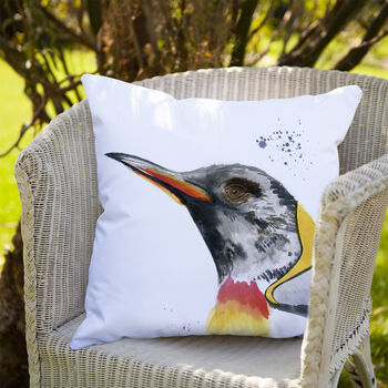 Inky Penguin Outdoor Cushion For Garden Furniture, 6 of 8