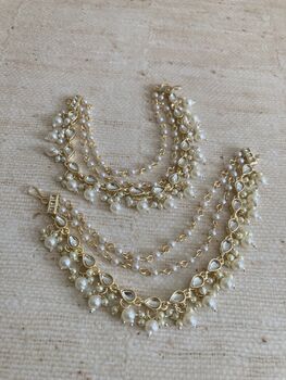 Indian Gold Plated Pearl Ear Chains, 6 of 6