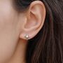 Delicate Starburst Cz Huggie Hoop Earrings In Sterling Silver, thumbnail 1 of 10