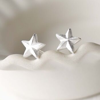 Sterling Silver Solid Star Stud Earrings, 5 of 9