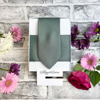 Dark Green Woven Wedding Tie Set, 4 of 6