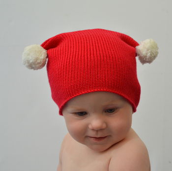 Red Knitted Christmas Bobble Hat, 2 of 3